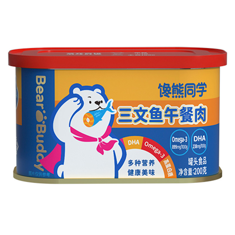 [年糕妈妈推荐]馋熊同学儿童三文鱼午餐肉宝宝鳕鱼肉罐头 无添加