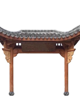 古建筑仿古门头实木屋檐中式飞檐翘角斗拱防腐木门楼火锅店装饰