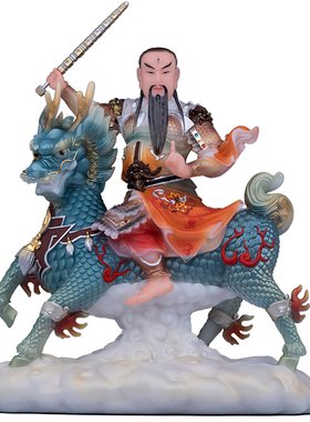 汉白玉彩绘普化天尊供奉神像摆件