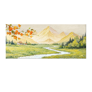 源远流长客厅砂岩画奶油风背靠金山沙发背景墙挂画高级感聚财壁画