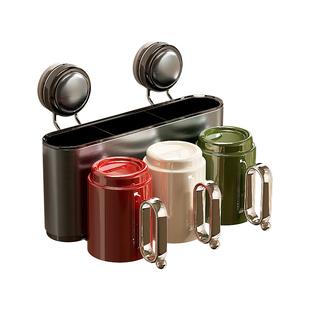 吸盘牙刷置物架壁挂式卫生间牙刷牙杯收纳架不锈钢免打孔漱口杯架