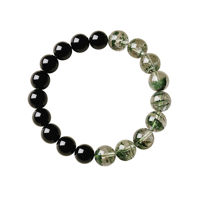 宫里上新绿幽灵黑曜石水晶手链