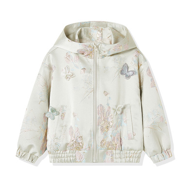 ask儿童小香风春秋装2026新款女童外套中大童女孩连帽洋气上衣潮