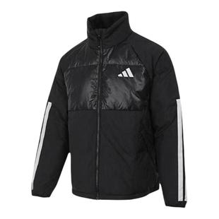 【自营】adidas 男款品牌logo条纹立领拉链长袖三防羽绒服 JG5923