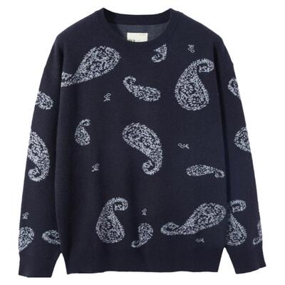 瑞弗史东高端腰果花时尚针织衫男