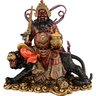 赵公明神像黄铜赵公明财神骑虎像玄坛赵元帅家用店铺供奉客厅大号