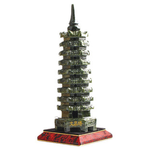 玄友 天然玉石九层塔文昌塔9层绿色青玉13层摆件十三层玉塔工艺品