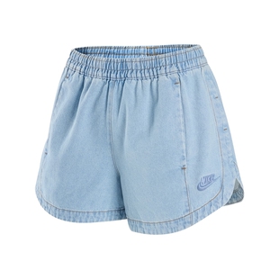 NIKE耐克女子中腰牛仔短裤夏季新款棉质刺绣休闲运动裤IV4967-440