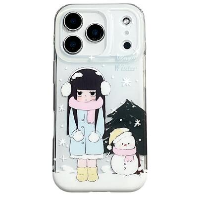 雪人卡通女孩适用苹果手机壳
