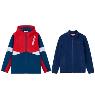 特步童装儿童外套三合一加厚款男童冬季摇粒绒三防风衣男运动上衣