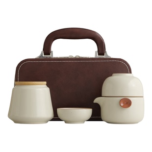 汝窑一壶两杯旅行茶具户外旅行茶具套装露营茶壶茶杯便携式包礼品