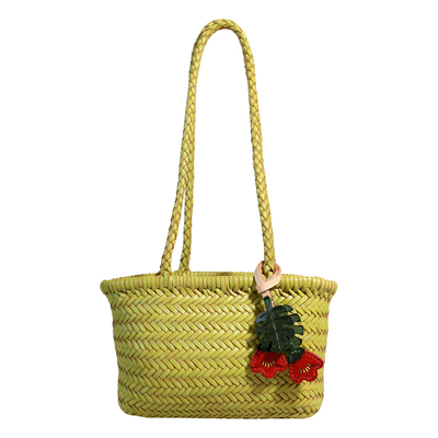 Bounded有界 春夏氛围感真皮手工编织小挎包小众百搭菜篮子包