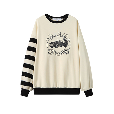 AndreaMartin条纹拼接套头卫衣