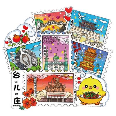 山东台儿庄城市冰箱贴木质磁性贴