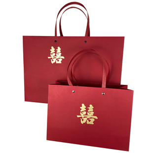 礼品袋纸袋定制红色手提袋订婚袋子喜袋结婚四件套礼袋衣服包装袋