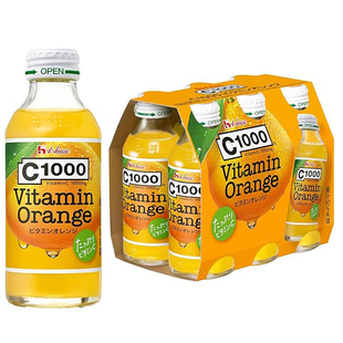 新货日本进口好侍C1000维生素C柠檬酸橙子果汁碳酸饮料140ml整箱