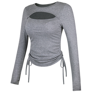 健身女孩高级感瑜伽服套装秋带胸垫普拉提训练长袖显瘦运动上衣新