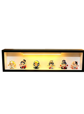 泡泡玛特小野Hirono盲盒收纳盒手办玩具长条展示箱架玻璃抽拉防尘