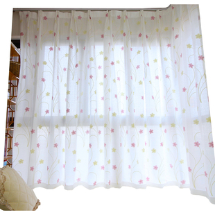 透光不透人纱窗帘纱帘防晒遮阳卧室飘窗阳台清新绣花窗纱门帘成品