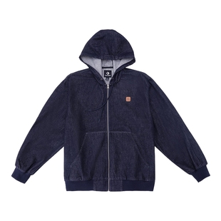 Converse匡威26春季新品连帽印花宽松牛仔夹克男外套 MCJ411-UHD