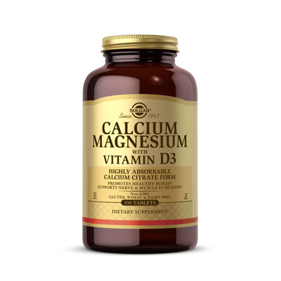 美国活力柠檬酸钙镁片+VD成人中老年人SOLGAR孕妇青少年补钙300片