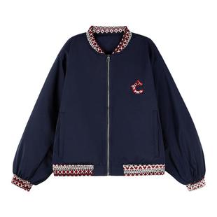 coolhut复古民族风刺绣棉袄棒球服2026春季夹克外套棉衣棉服女