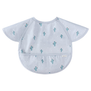 babylove宝宝短袖反穿衣婴幼儿吃饭罩衣儿童辅食饭兜防水防脏围兜