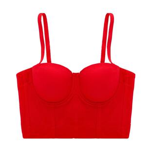 纯色短款露脐鱼骨软支撑钢圈外穿吊带背心辣妹性感内衣防滑欧美风