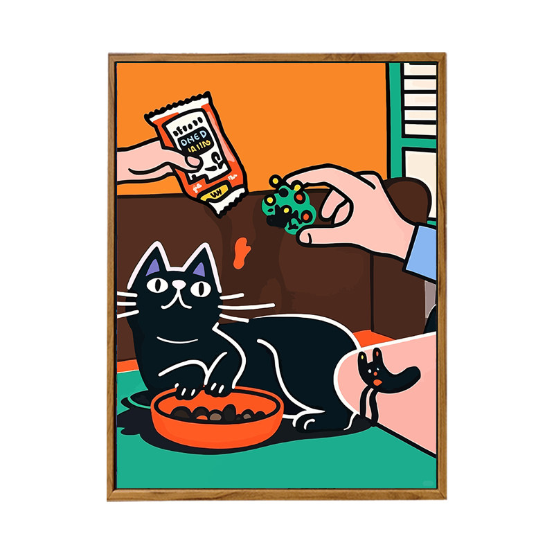 雅调数字油画美式小猫diy材料包