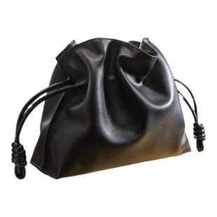 蠢小鱼抽绳水桶包真皮福袋褶皱包手提单肩包diy手工材料包健身包