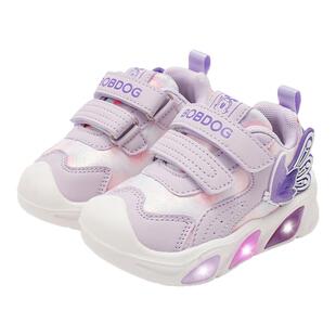 巴布豆童鞋女宝闪灯鞋2025新款儿童亮灯鞋软底幼童女孩宝宝学步鞋