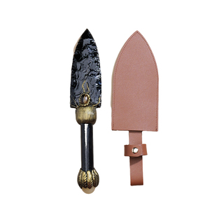 天然水晶黑曜石原石刀模型石器矿石手工打造游戏刀具刀标本摆件礼