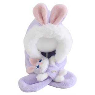 儿童帽子围巾一体帽冬季保暖可爱卡通宝宝毛绒帽保暖男女童护耳帽