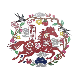 马到福来窗花贴免胶静电福字玻璃门贴2026马年春节创意新年装饰贴