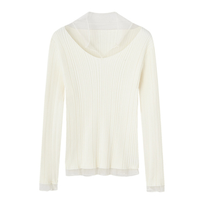 SOMESOWE 网纱拼接高弹打底衫