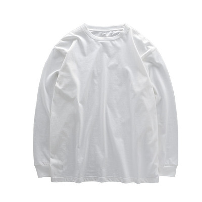 白色纯棉长袖女重磅束口内搭秋冬