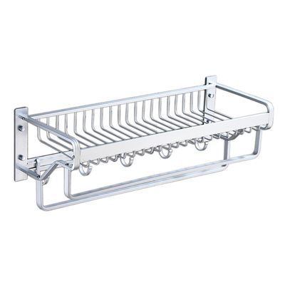 太空铝免打孔网篮2层挂件毛巾架