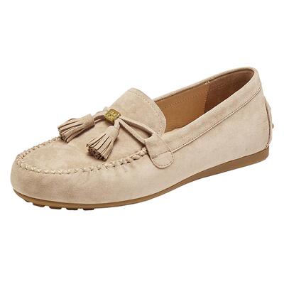 思加图棕色复古豆豆鞋平底鞋女鞋