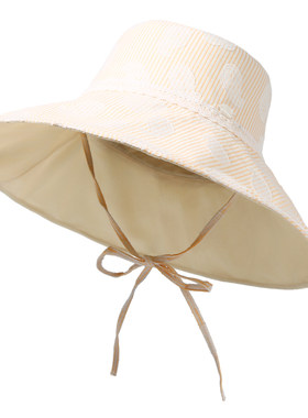 CACUSS大檐纯棉条纹遮阳帽女夏季