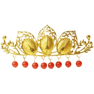 敦煌汉服头饰儿童发饰女童发冠古风三叶莲花冠唐风排簪飞天发簪子