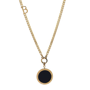 黑白双面吊坠毛衣项链子轻奢高级感时尚金色钛钢2025新款长款配饰