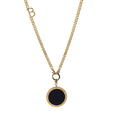 黑白双面吊坠钛钢项链配饰