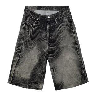 【解构美学】CAMPERLAB 看步男女同款复古做旧印花牛仔阔腿短裤