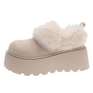 7cm厚底增高加绒勃肯鞋女全包2025冬季新款毛毛棉鞋一脚蹬雪地靴