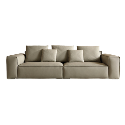 意式极简粒面真皮豆腐块沙发