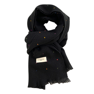 彩虹糖点小众围巾女秋冬季2025新款仿羊绒围脖披肩两用氛围感白色