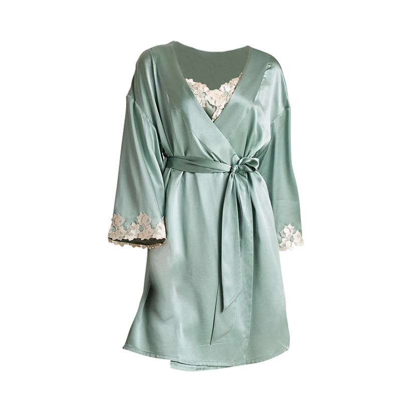 2025ins春夏LP高贵女神性感短款真丝睡衣睡袍桑蚕丝外袍新娘晨袍