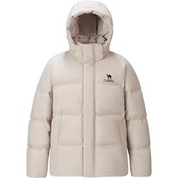 骆驼三防羽绒服男冬季25新款加厚保暖黑色短款连帽面包羽绒衣外套