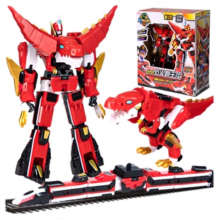 正版心奇爆龙战车4合体飞火霸王龙变形金刚模型玩具机器人手办