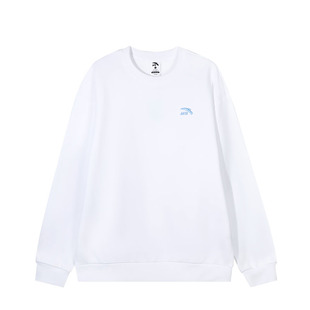 安踏白色加绒卫衣男款春季新款加厚保暖套头衫青少年潮流休闲上衣